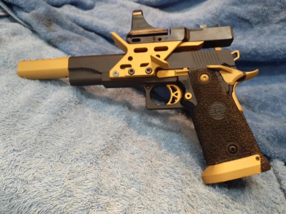 SPS 2011 pistol with a gold and black finish from the Lorco archive.