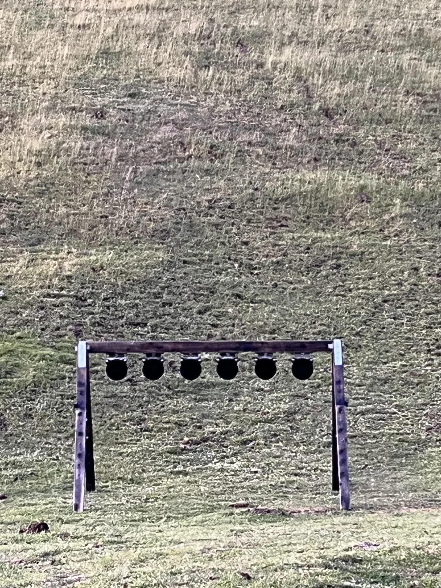 A Lorco falling-plate rack photographed on the range.
